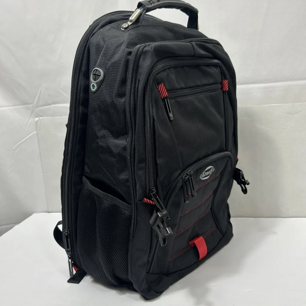 Tazbuzo 18.4x 13 Inch Black Red Travel Laptop Backpack Men's